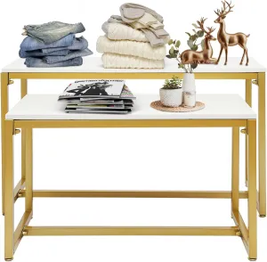 2PCS Gold Nesting Tables, Display Tables for Retail Stores, Heavy Duty Retail Display Table, Each Load Capacity 110lbs, Metal Shoe Handbag Display Stand for Boutiques, Stores