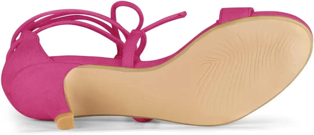Allegra K Women's Kitten Heel Lace Up Open Toe Sandals