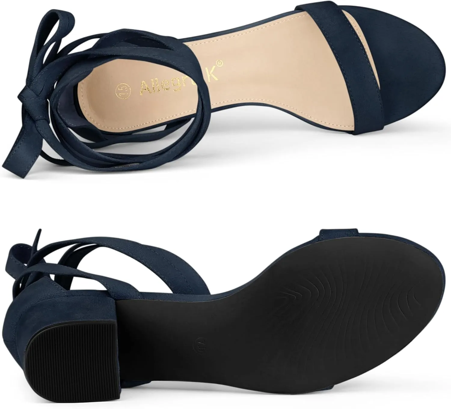 Allegra K Women's Open Toe Block Heel Lace Up Heels Heel Sandals
