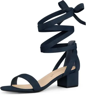 Allegra K Women's Open Toe Block Heel Lace Up Heels Heel Sandals