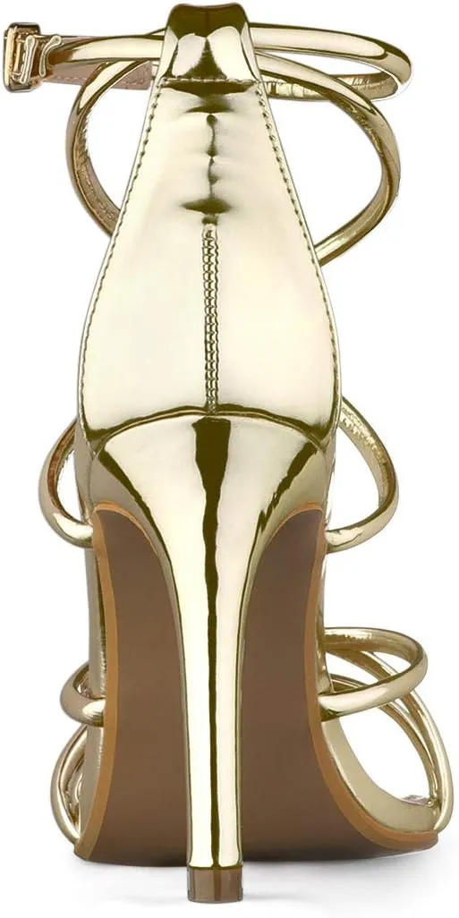 Allegra K Women's Open Toe Strappy Straps Stiletto Heel Sandals