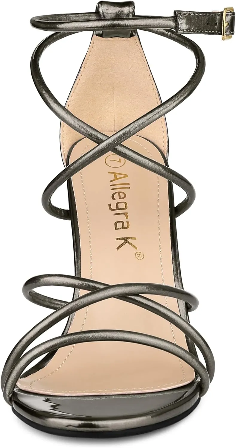 Allegra K Women's Open Toe Strappy Straps Stiletto Heel Sandals