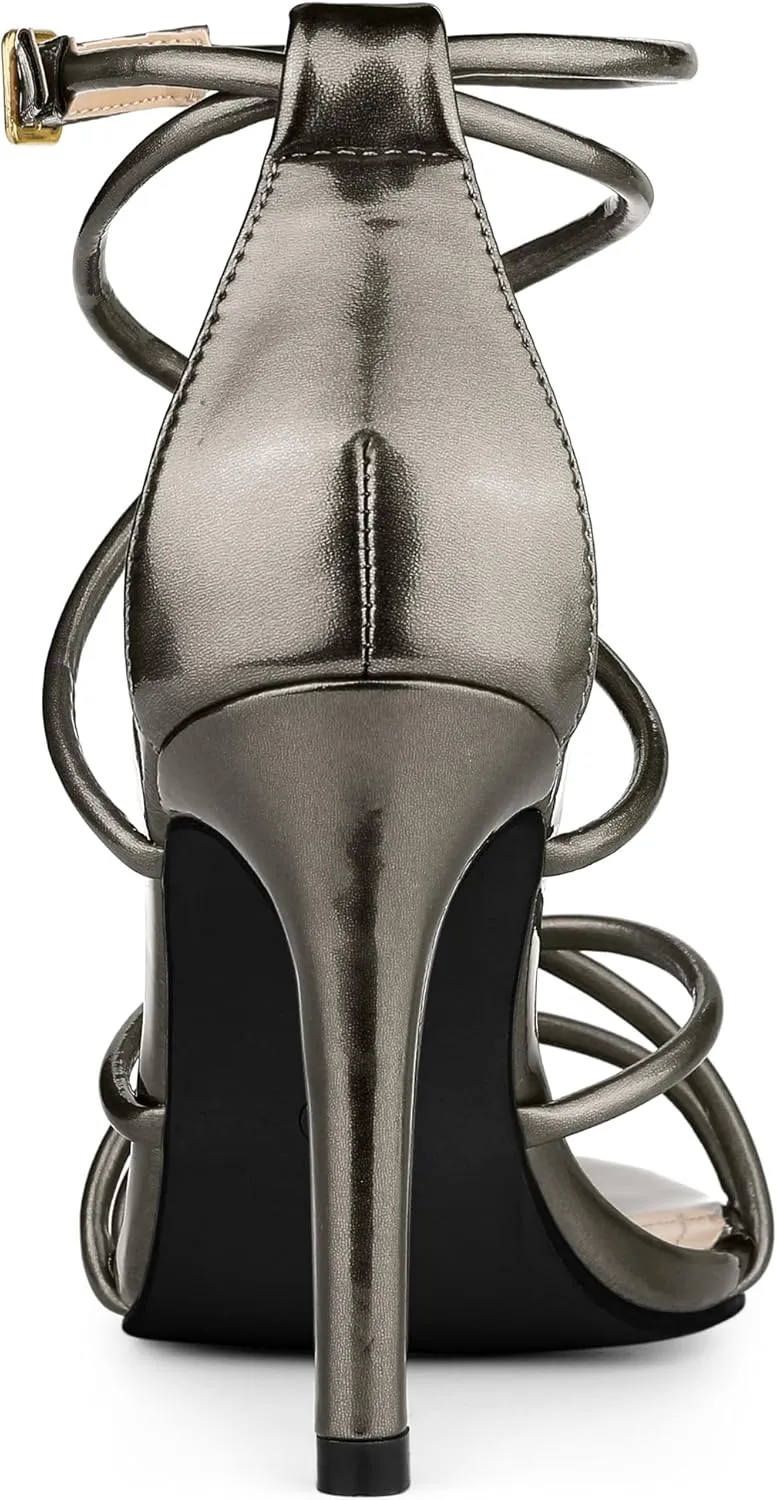 Allegra K Women's Open Toe Strappy Straps Stiletto Heel Sandals