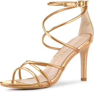 Allegra K Women's Open Toe Strappy Straps Stiletto Heel Sandals