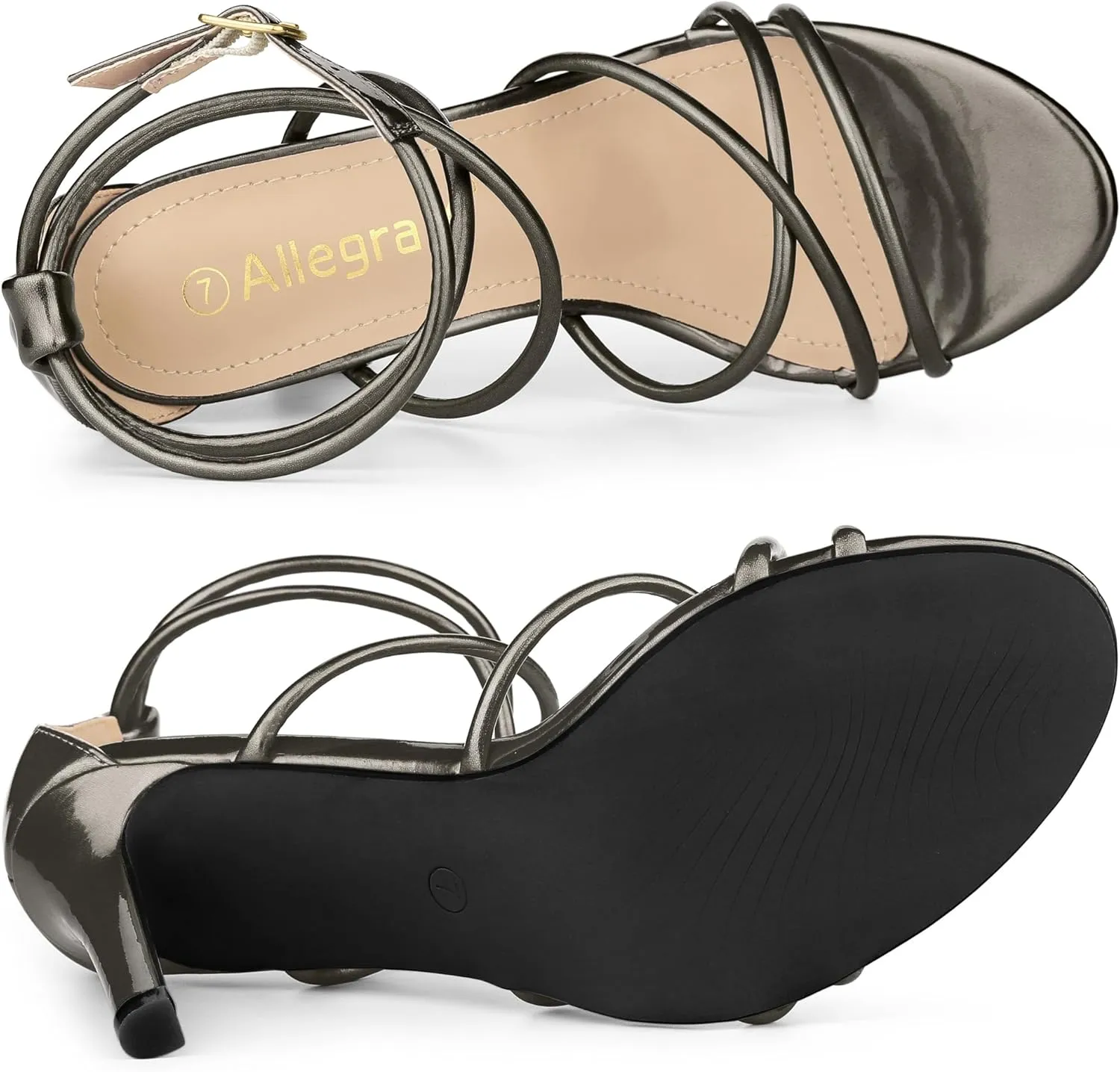 Allegra K Women's Open Toe Strappy Straps Stiletto Heel Sandals