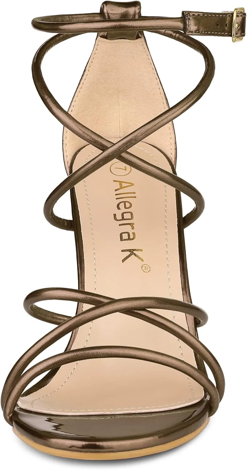 Allegra K Women's Open Toe Strappy Straps Stiletto Heel Sandals