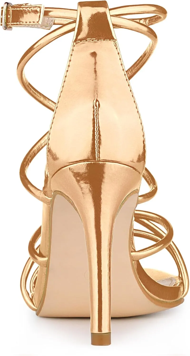 Allegra K Women's Open Toe Strappy Straps Stiletto Heel Sandals