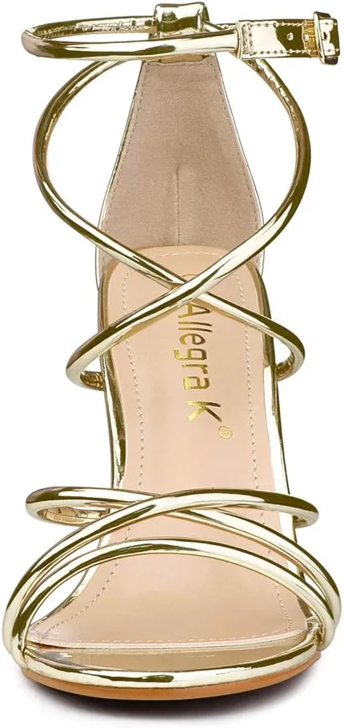 Allegra K Women's Open Toe Strappy Straps Stiletto Heel Sandals