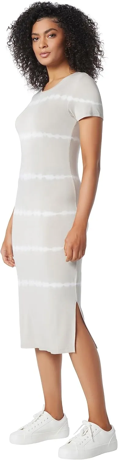 Andrew Marc Women's Short Sleeve Printed Midi Dress with Slits