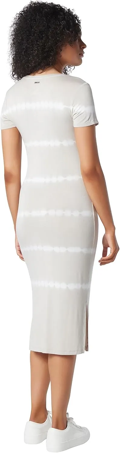 Andrew Marc Women's Short Sleeve Printed Midi Dress with Slits