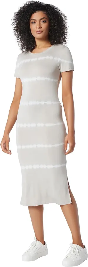 Andrew Marc Women's Short Sleeve Printed Midi Dress with Slits
