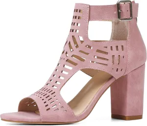 AOSPHIRAYLIAN Chunky Heeled Sandals for Womens Bohemian Cutout Open Toe Summer Block Heeled Party Sandals