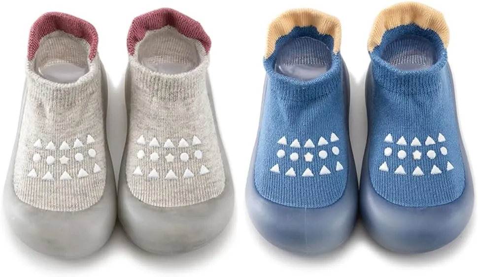 Baby Non Slip Socks Shoes Toddler Girls Boys First Walking Shoes Infant Indoor Floor Slipper Sneakers 2 Pairs