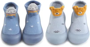 Baby Non Slip Socks Shoes Toddler Girls Boys First Walking Shoes Infant Indoor Floor Slipper Sneakers 2 Pairs