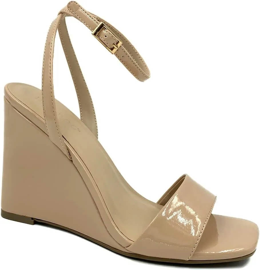 BAMBOO Women's Open Toe Ankle Strap Wedge Sandals