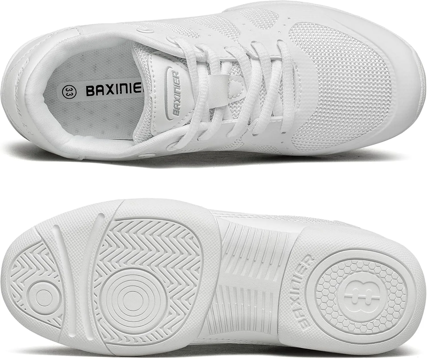 BAXINIER Girls Cheer Shoes White Cheerleading Dance Shoes Kids Athletic Training Tennis Shoes Youth Competition Sneakers