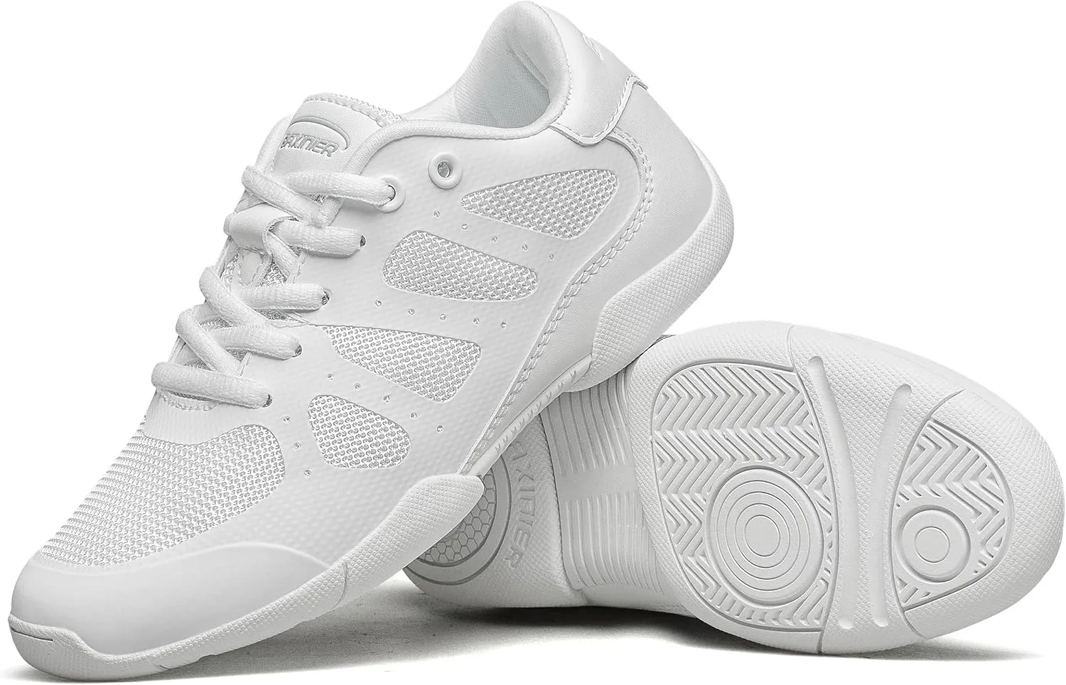 BAXINIER Girls Cheer Shoes White Cheerleading Dance Shoes Kids Athletic Training Tennis Shoes Youth Competition Sneakers