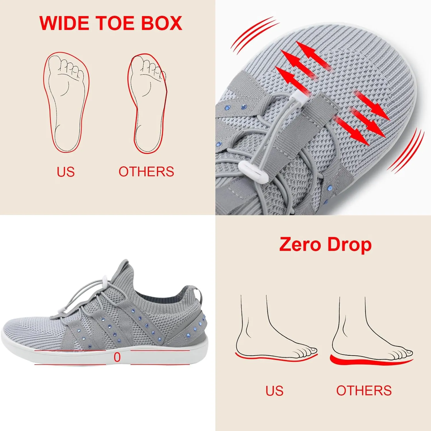 Besroad Womens Slip On Walking Shoes Wide Toe Barefoot Shoes Minimalist Zero Drop Shoes Breathable Tennis Shoes Fashion Casual Sneakers