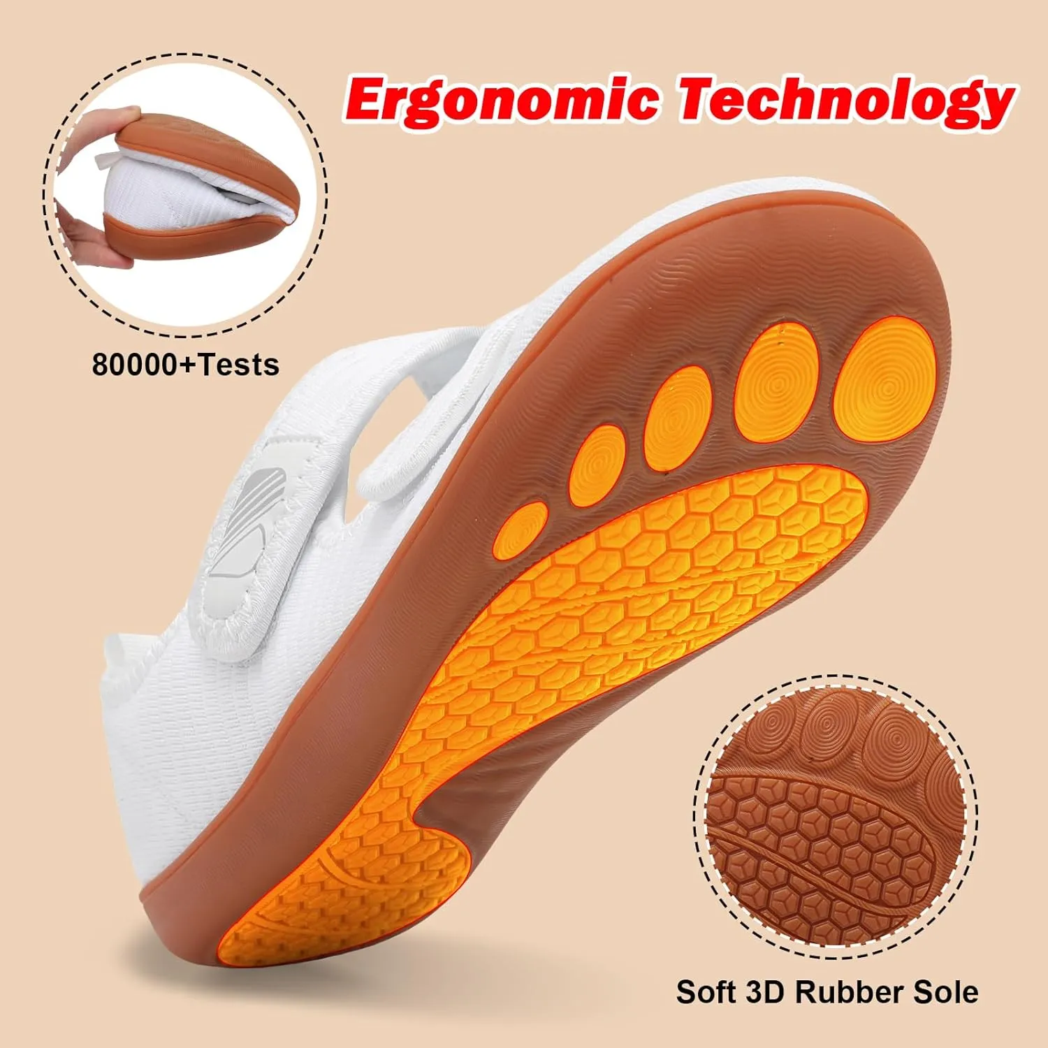 Besroad Womens Walking Shoes Wide Diabetic Shoes Adjustable Barefoot Casual Sneakers Breathable Zero Drop Arthritis Edema Sneakers Indoor Outdoor