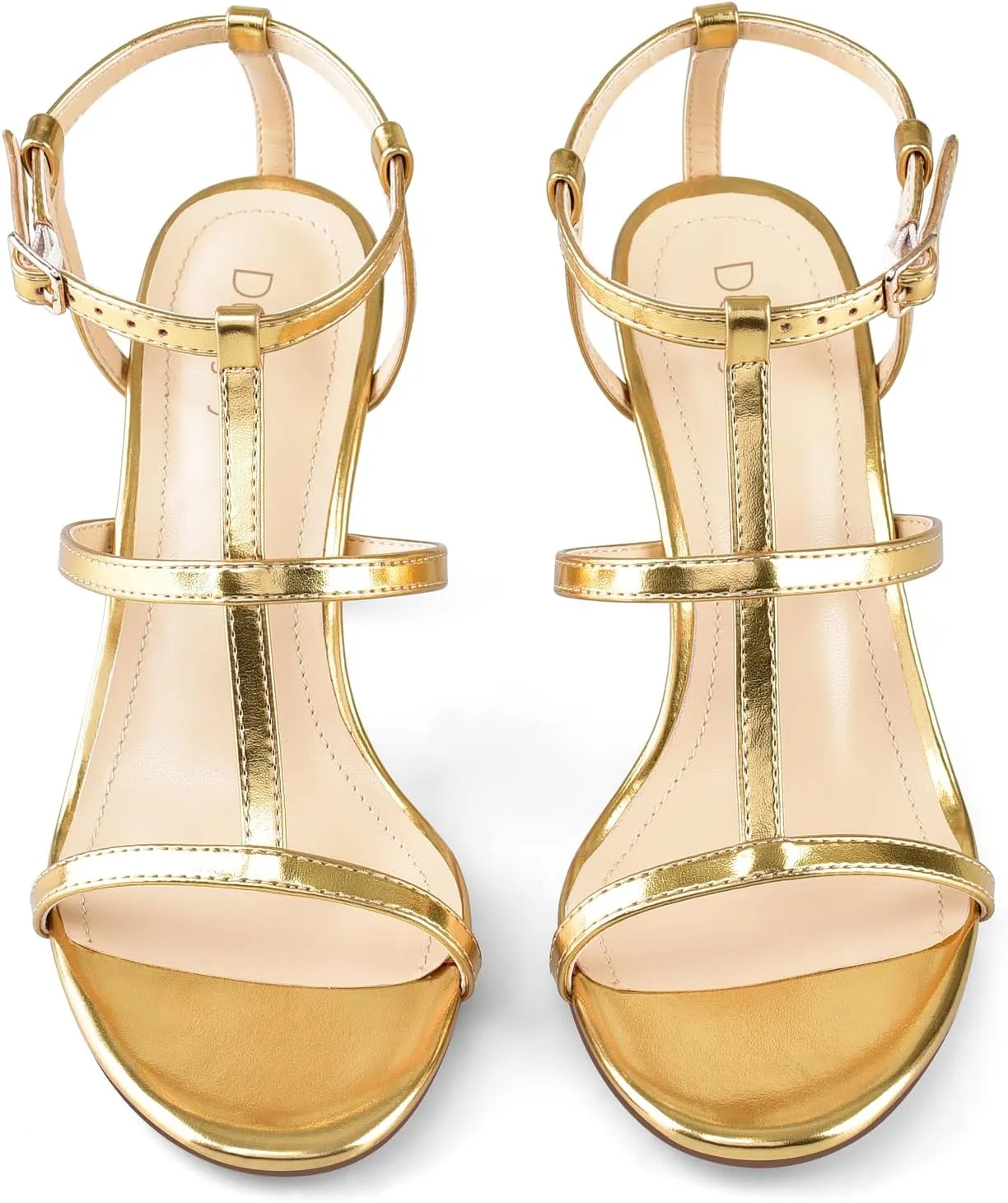Black Heels, Strappy Heel Sandals, T-strap Heels for Women Open Toe High Heeled Gladiator Dressy Shoes