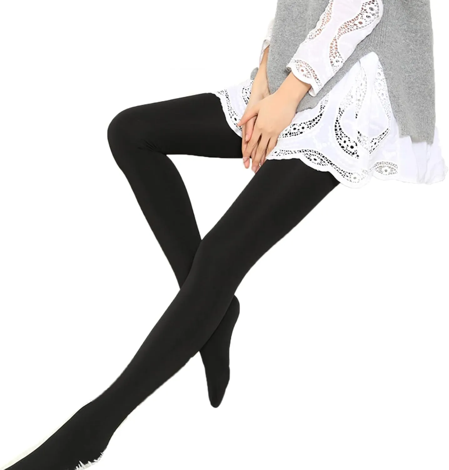 Blostirno Women's Fleece Lined Tights Thermal Pantyhose Leggings Opaque Winter Warm Thick Stockings Tights