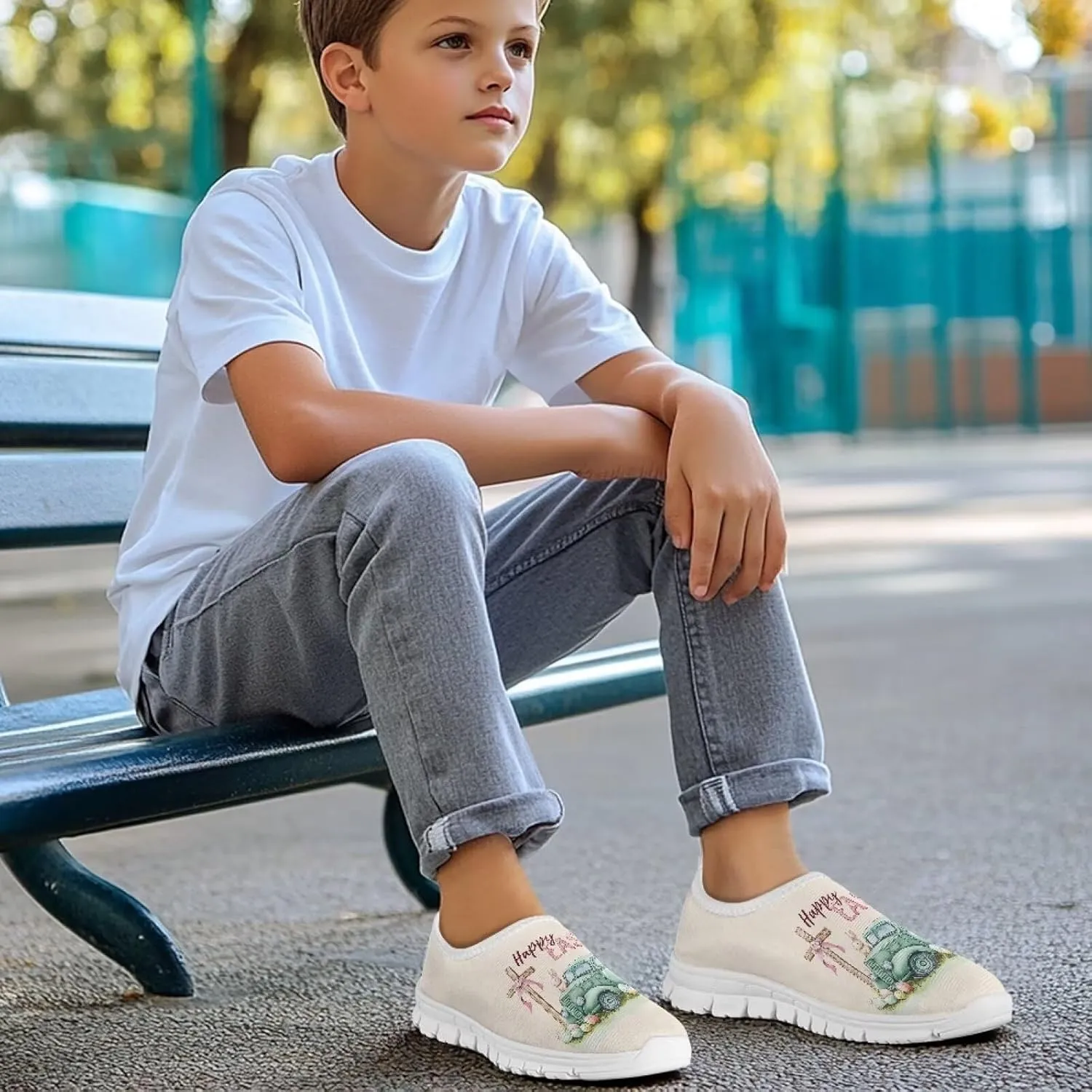Boys Slip On Shoes Novelty Print Kids School Running Shoes for Holiday