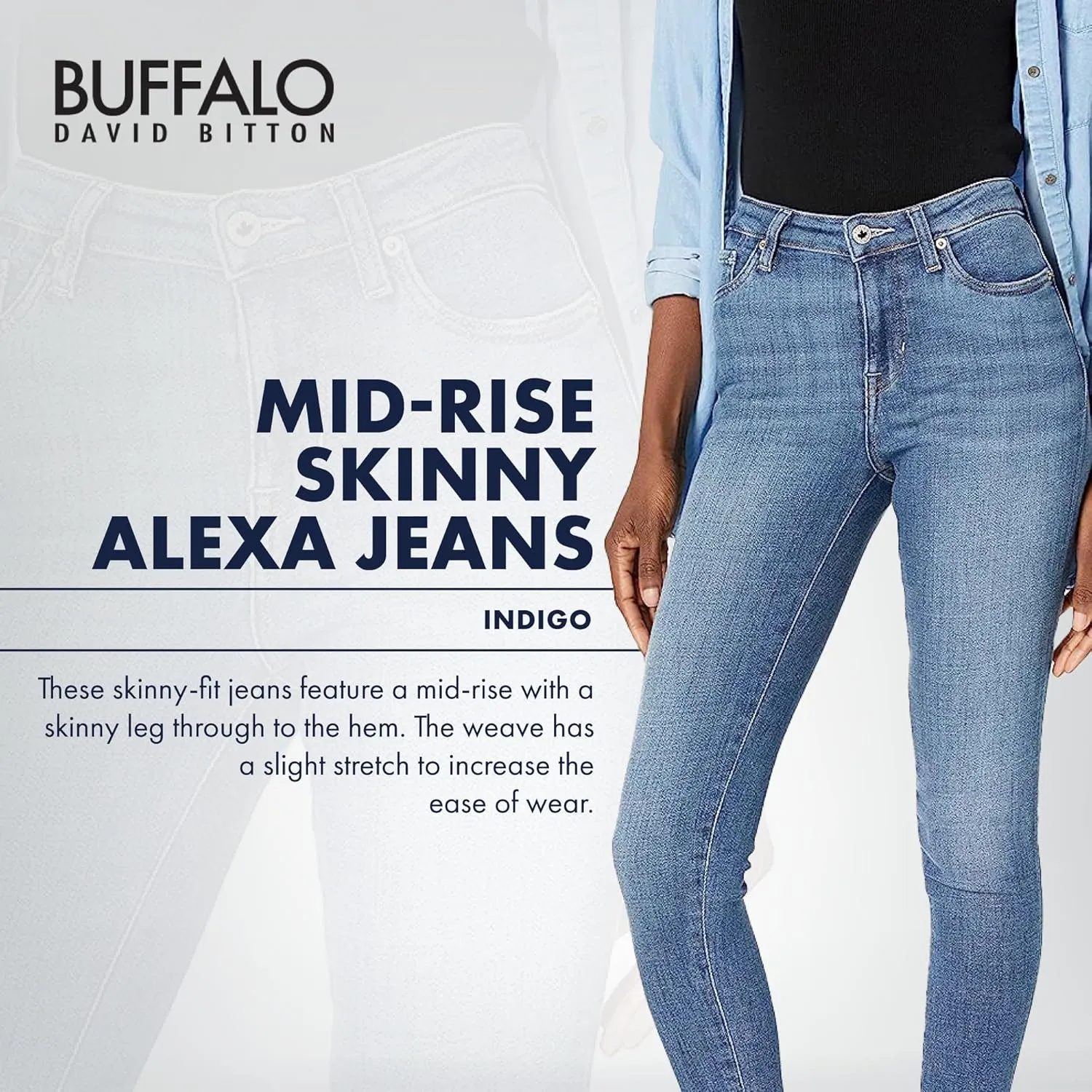 Buffalo David Bitton Women's Alexa Mid-Rise Skinny Jean