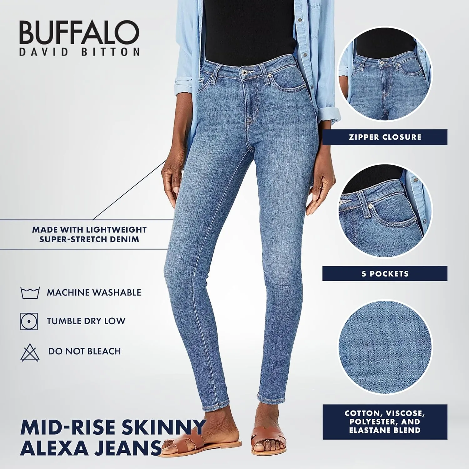 Buffalo David Bitton Women's Alexa Mid-Rise Skinny Jean