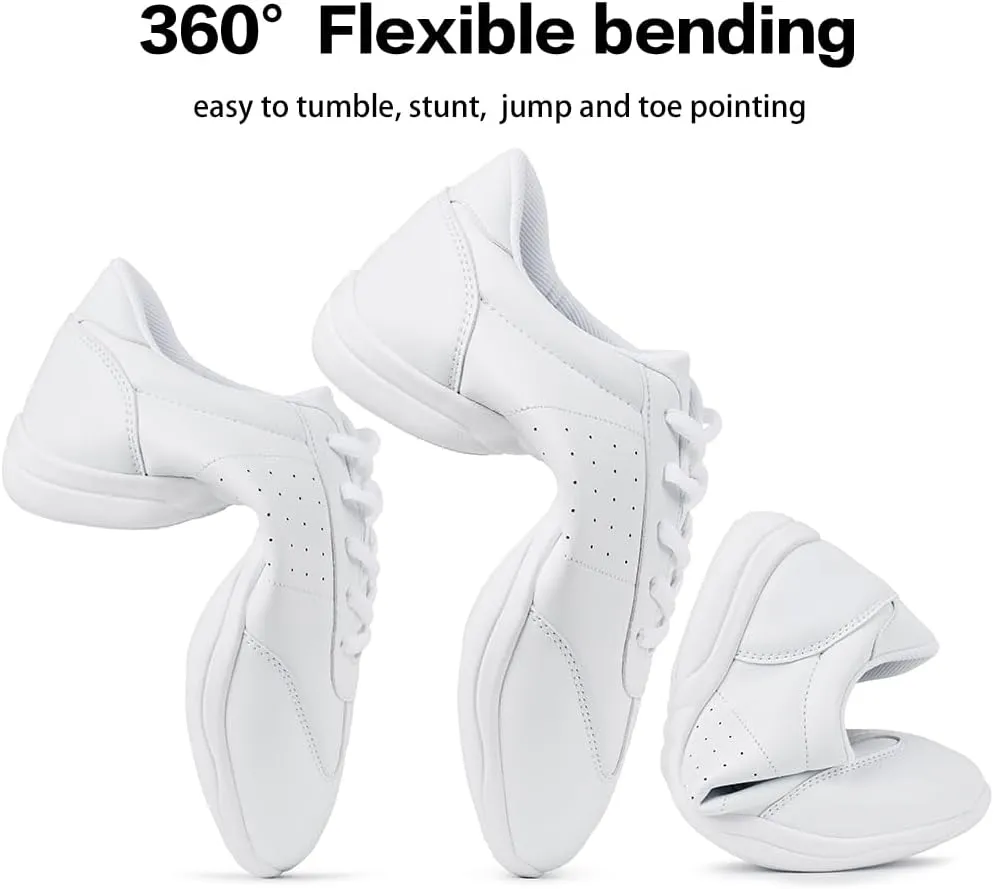 CADIDL Cheer Shoes for Women White Cheerleading Athletic Dance Shoes Girls Flats Tennis Walking Sneakers