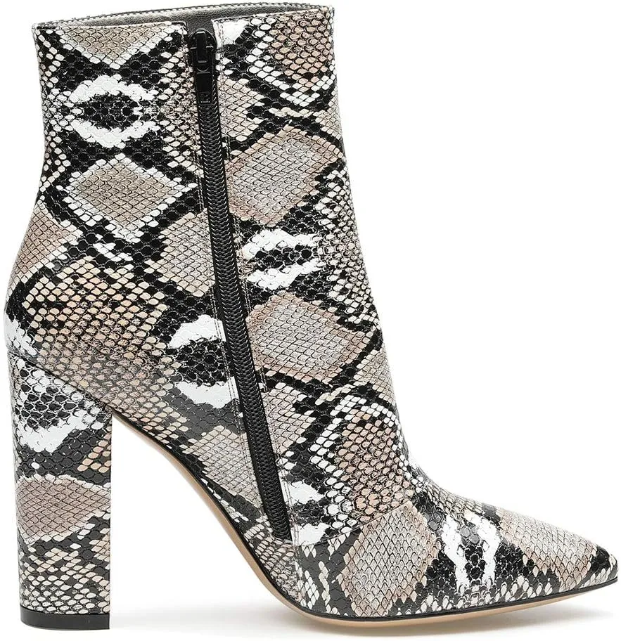 Castamere Womens High Block Heels Ankle Boots Pointed Toe Slip-on Boot with Zipper 10CM Heels