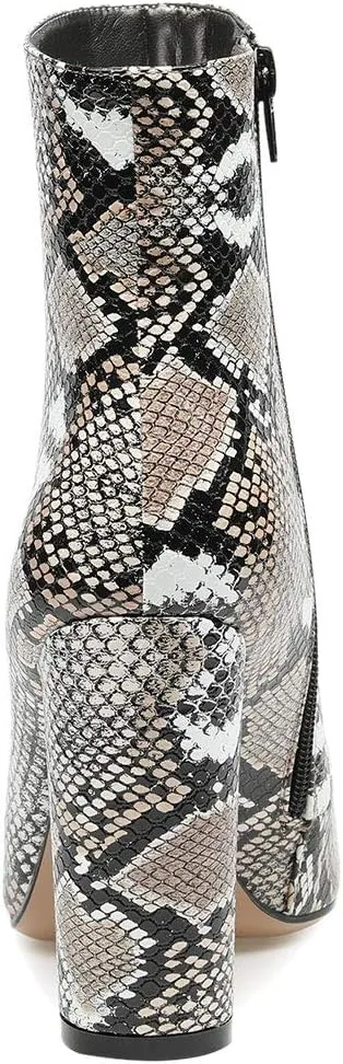 Castamere Womens High Block Heels Ankle Boots Pointed Toe Slip-on Boot with Zipper 10CM Heels