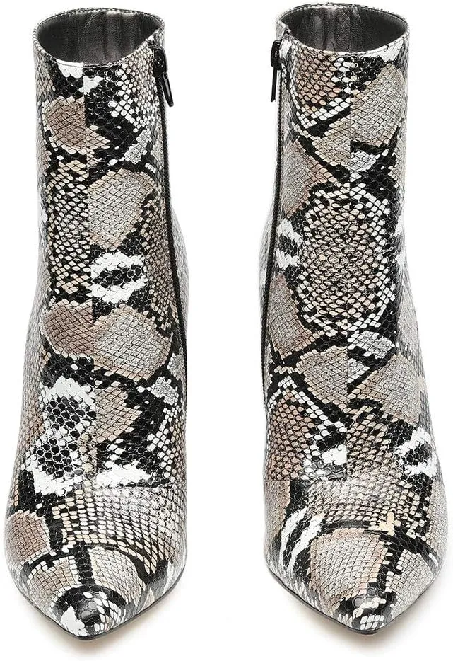 Castamere Womens High Block Heels Ankle Boots Pointed Toe Slip-on Boot with Zipper 10CM Heels