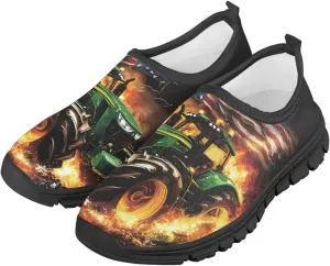 Children's Flat Sneakers,Printed Slip On Sports Shoes for Back School Casual Low-Top Stretch Shoes for Boys Girls