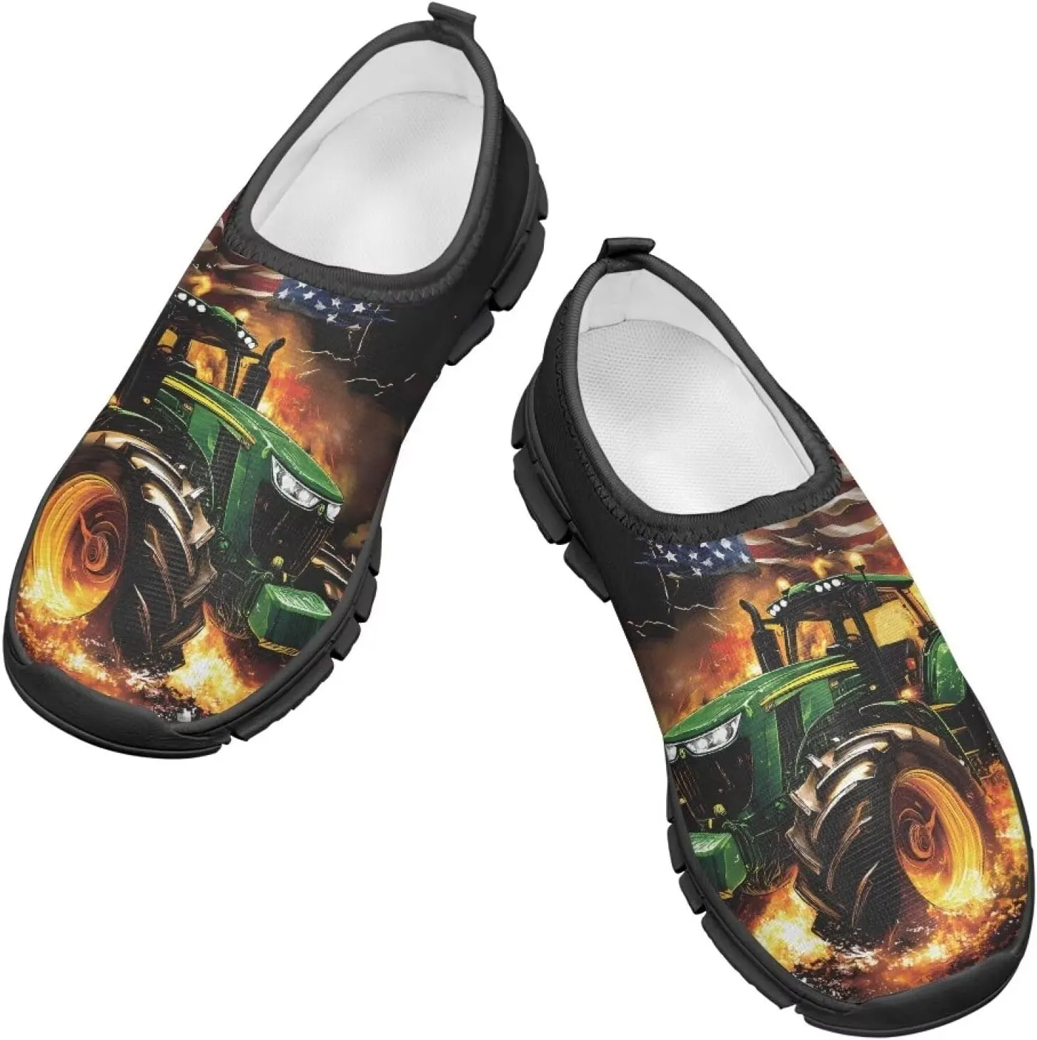 Children's Flat Sneakers,Printed Slip On Sports Shoes for Back School Casual Low-Top Stretch Shoes for Boys Girls