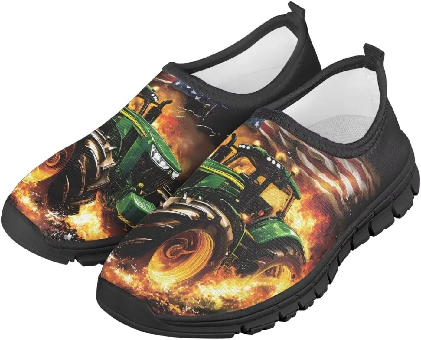 Children's Flat Sneakers,Printed Slip On Sports Shoes for Back School Casual Low-Top Stretch Shoes for Boys Girls