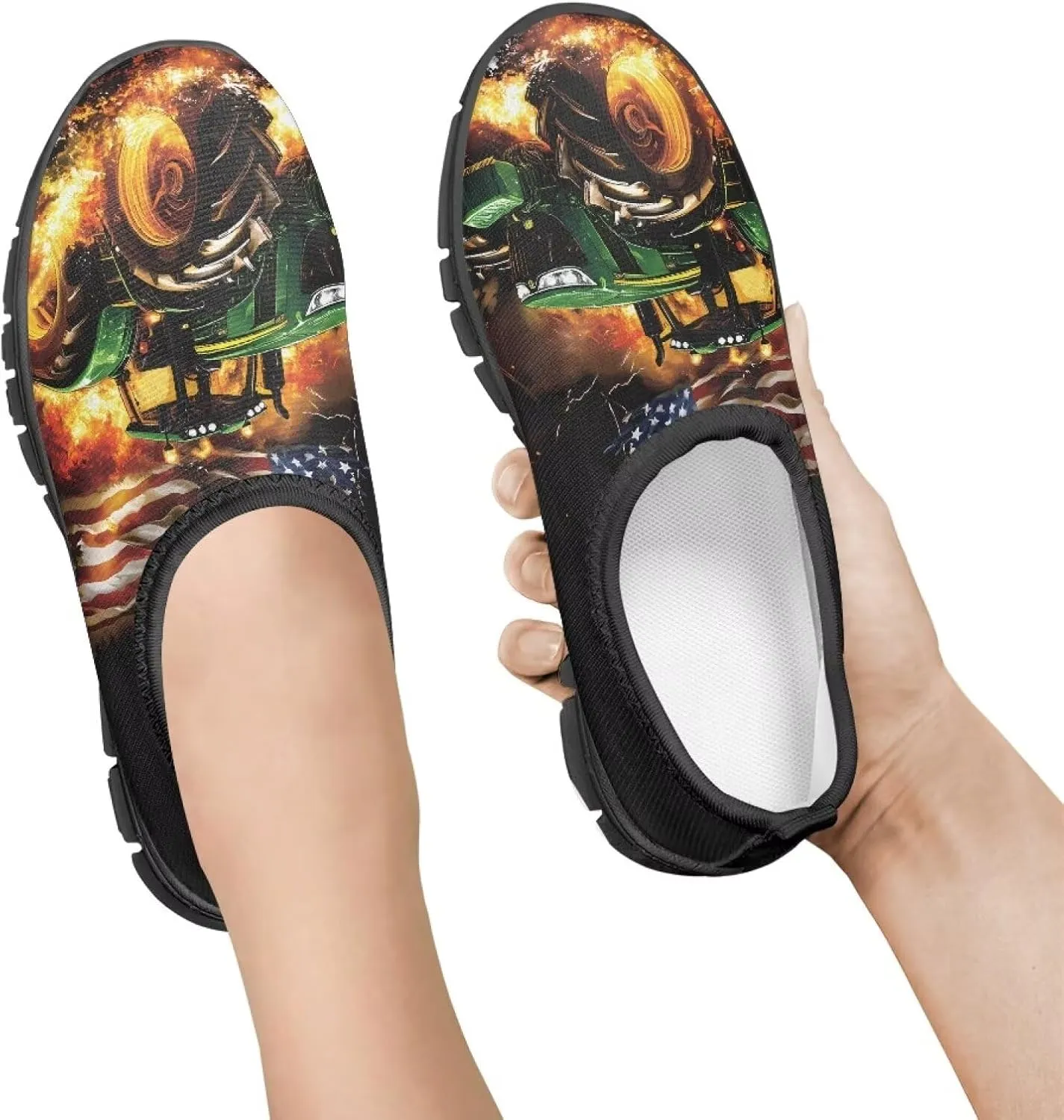 Children's Flat Sneakers,Printed Slip On Sports Shoes for Back School Casual Low-Top Stretch Shoes for Boys Girls