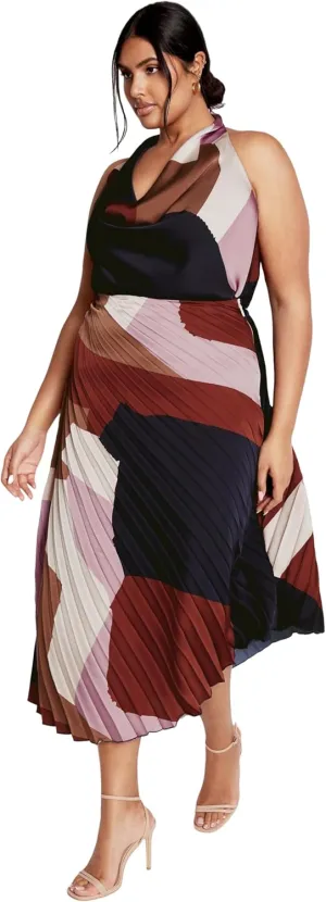 City Chic Women's Plus Size Skirt-Amaya Asymmetrical Harmonica Pleat Print