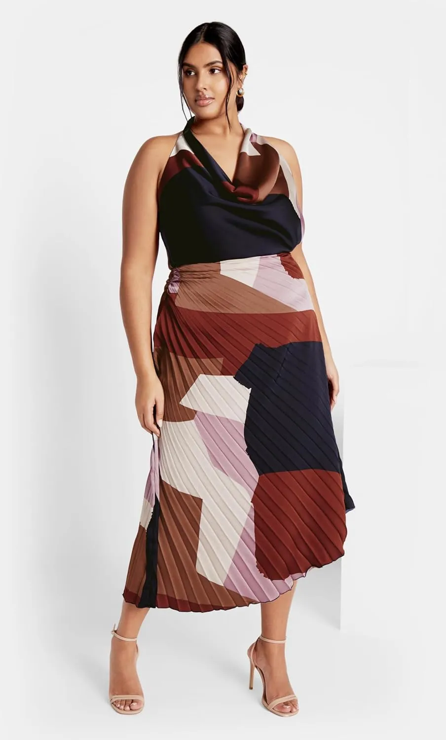 City Chic Women's Plus Size Skirt-Amaya Asymmetrical Harmonica Pleat Print