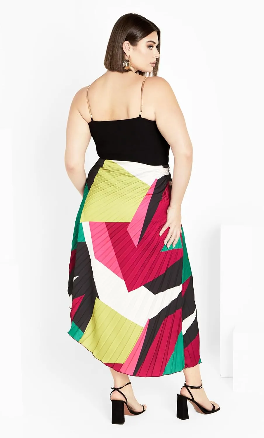 City Chic Women's Plus Size Skirt-Amaya Asymmetrical Harmonica Pleat Print