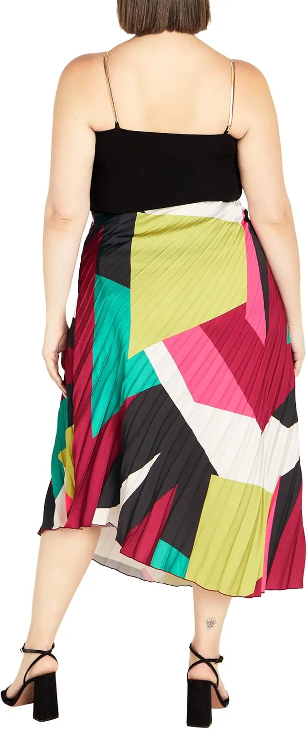 City Chic Women's Plus Size Skirt-Amaya Asymmetrical Harmonica Pleat Print