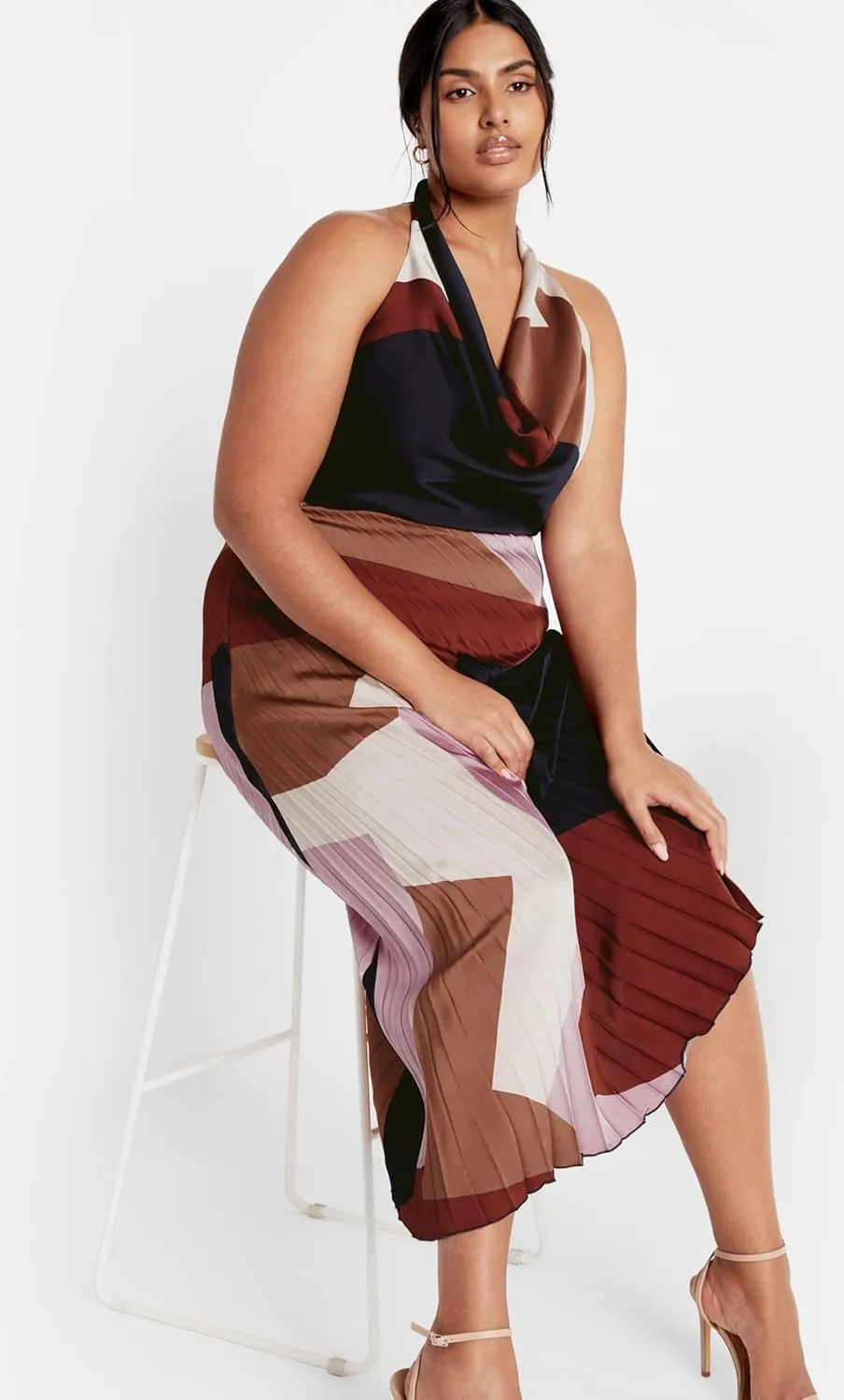 City Chic Women's Plus Size Skirt-Amaya Asymmetrical Harmonica Pleat Print