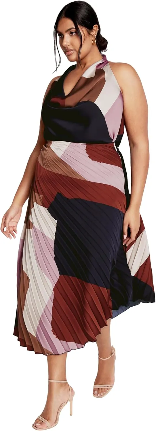 City Chic Women's Plus Size Skirt-Amaya Asymmetrical Harmonica Pleat Print