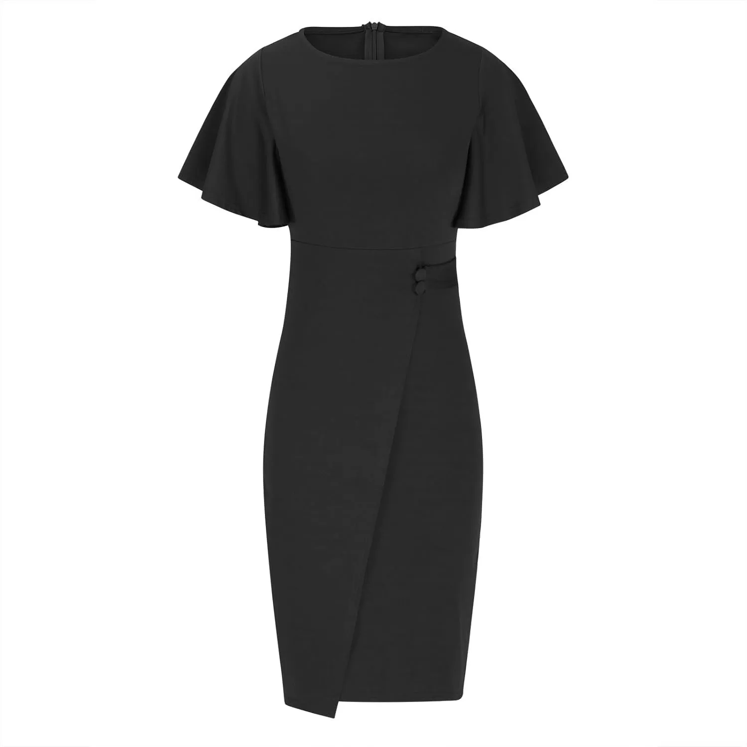 Cocktail Dresses for Women Plus Size Petal Sleeve Empire Waist Ruched Bodycon Dress Sexy Elegant Club Party Dresses