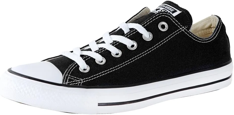 Converse M9166- Chuck Taylor All Star Unisex Ox Low Top Black Sneakers, 8 Women/6 Men