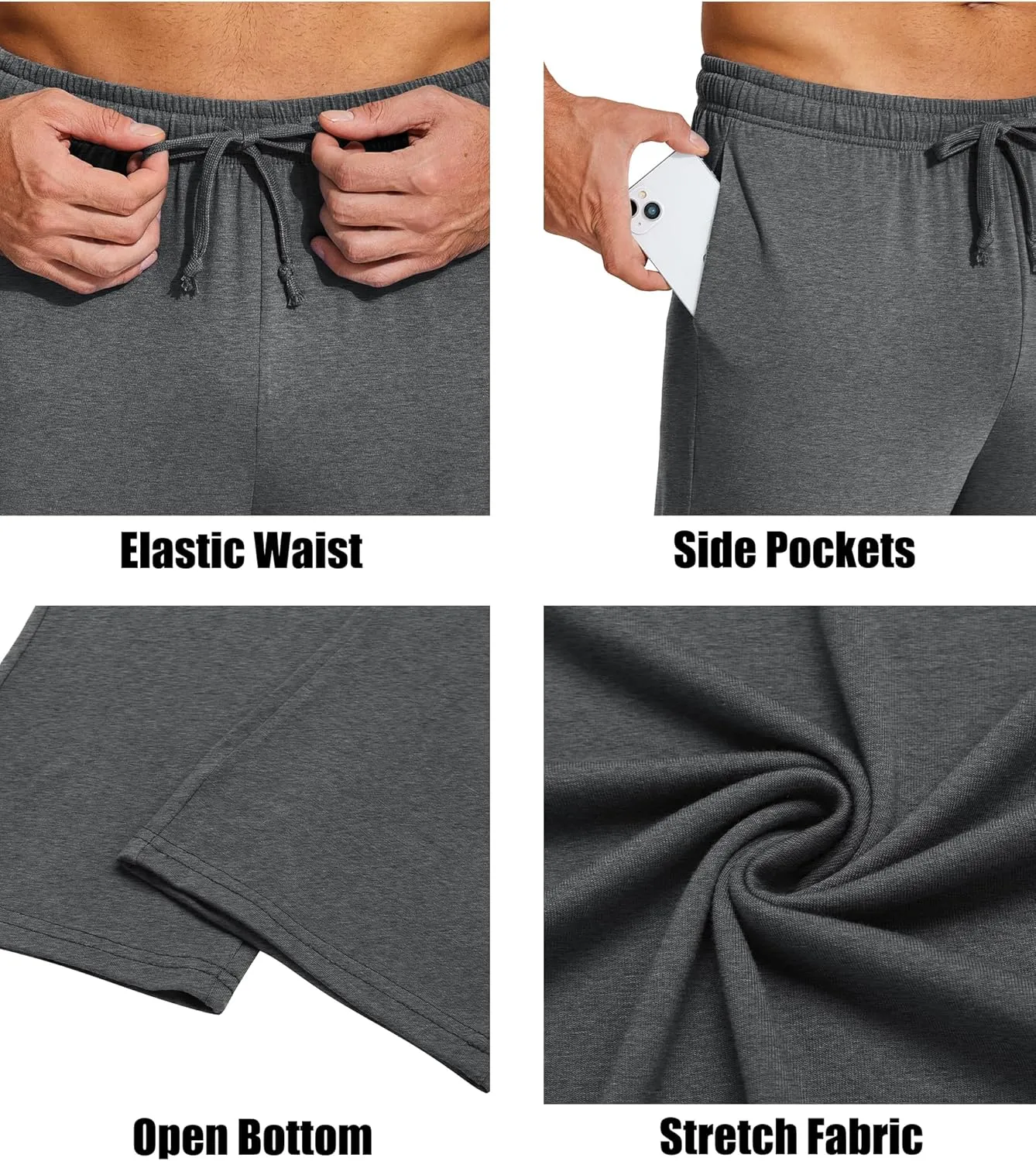 COOFANDY Men's Yoga Sweatpants Lightweight Open Bottom Lounge Pants Casual Drawstring Sweat Pants with Pockets