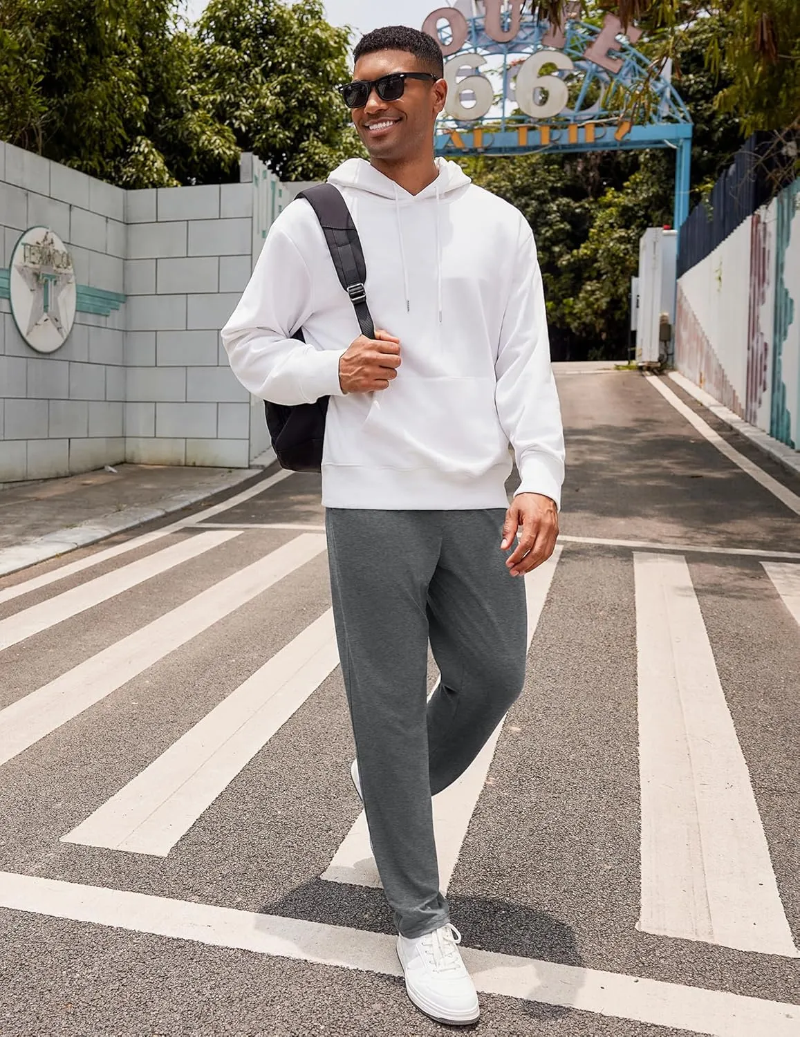 COOFANDY Men's Yoga Sweatpants Lightweight Open Bottom Lounge Pants Casual Drawstring Sweat Pants with Pockets