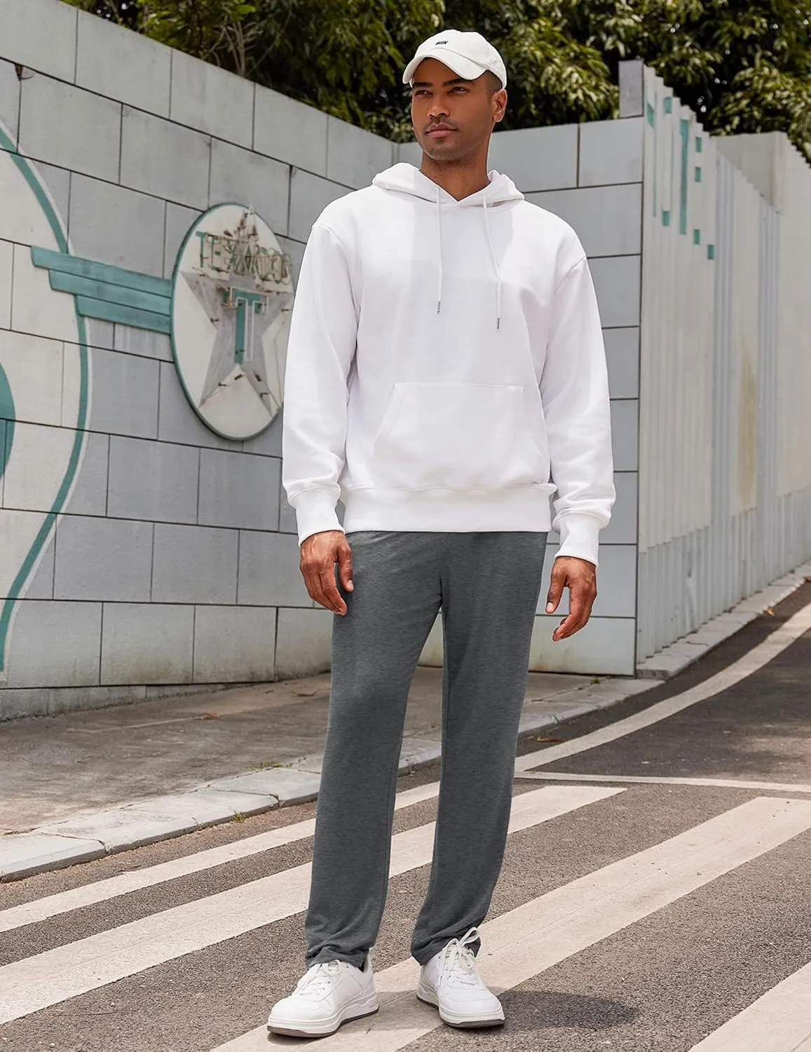 COOFANDY Men's Yoga Sweatpants Lightweight Open Bottom Lounge Pants Casual Drawstring Sweat Pants with Pockets