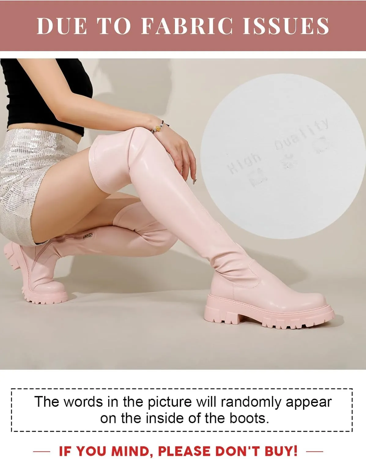 CouieCuies Black Thigh High Boots For Women Platform Over The Knee High Boots Lug Sole Comfortable Stretch Boots 6-11