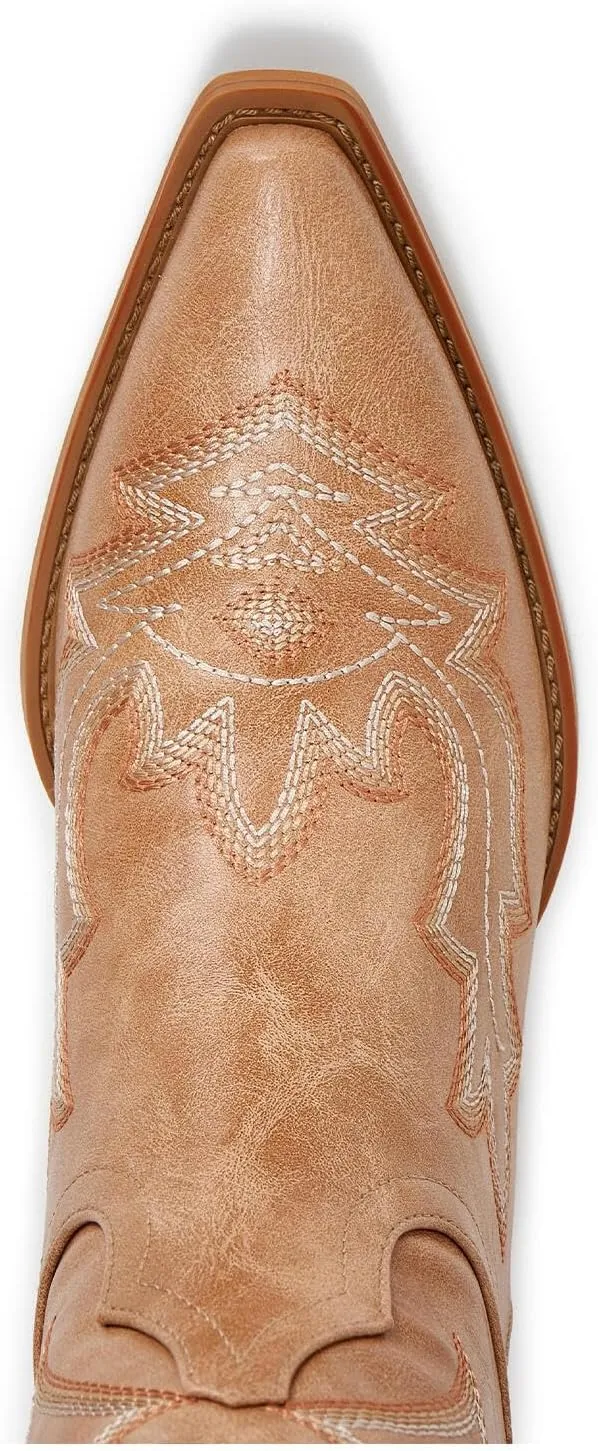 Cowgirl Boots Women – Western Mid-Calf Cowboy Boots with Pointy Toe & 2-Inch Chunky Heel, Embroidered Fashion Boots