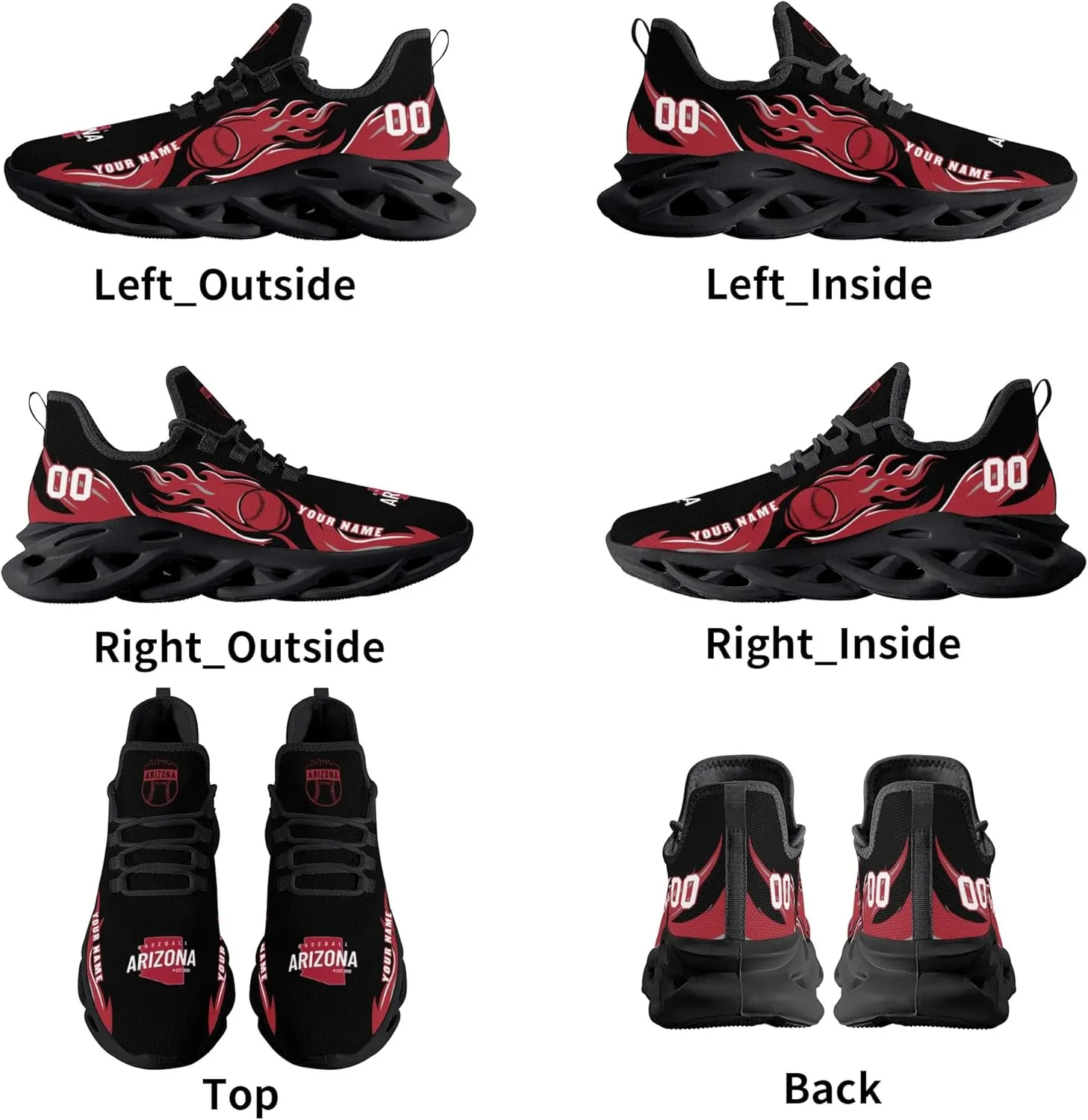 Custom Baseball Flex Control Sneakers Personalized Fan Men's Breathable Name Number Gift Workout Athletic Gym Slip-on Shoes